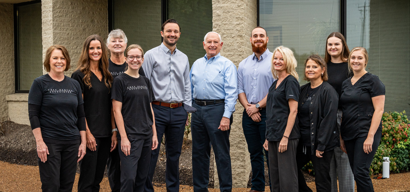 Poff Dental Associates Smiling dental team at Poff Dental Associates, showcasing their commitment to patient care and friendly service, with a dedicated staff ready to provide expert dental treatments in a welcoming environment.